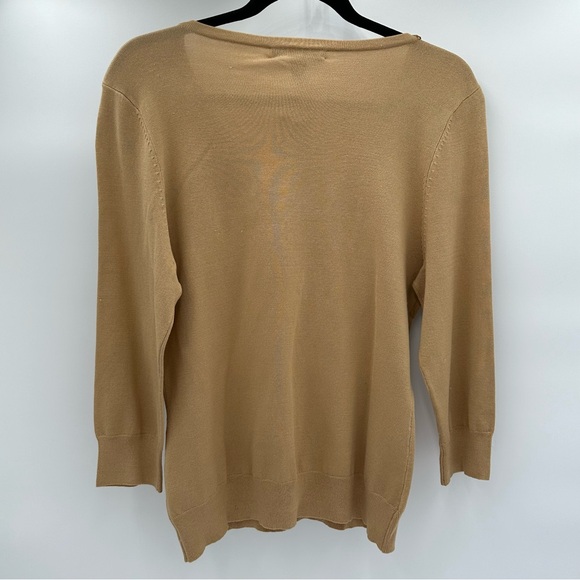 NWT INC International Concepts Gold Tan Holiday Sweater Gold Beading on V Neck - Picture 12 of 13